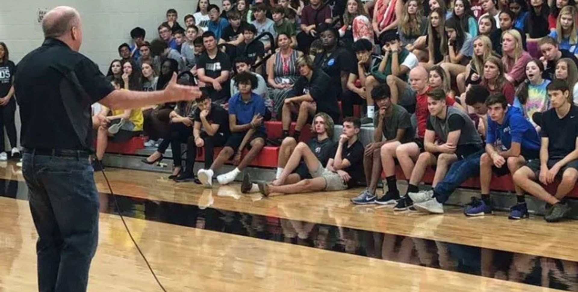 John Graden speaking to high school students.